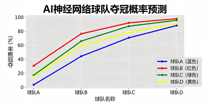AI神经网络预测模型可视化图表 - 显示各球队夺冠概率曲线